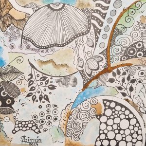 Mixto de acuarela y rotulador