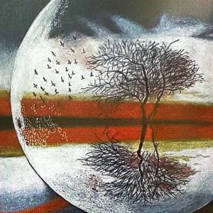 Paisaje lunar (2021)  Pastel cartulina negra 32x24