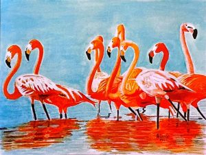 Flamencos (2021) Acuarela 32x24