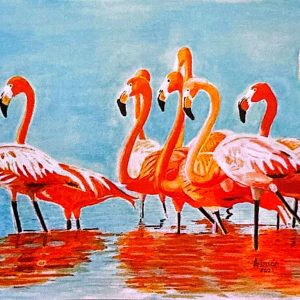 Flamencos (2021)  Acuarela 32x24