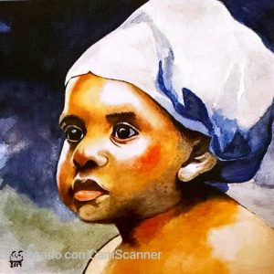 Niño barretina (2019)  Acuarela 32x24 Ángel Simon