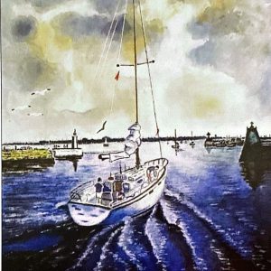 Saliendo del puerto (2019)  Acuarela 35x25