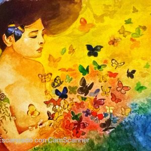 Nina con mariposas  (2017)  Acuarela 31x24