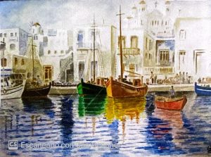 Puerto de Rethymnon (2013) Acuarela 35x25