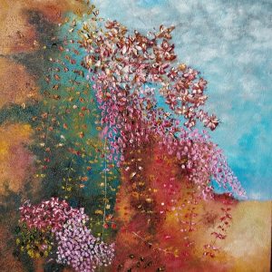 "Jardín de los delirios" es una pintura abstracta de una jardin.